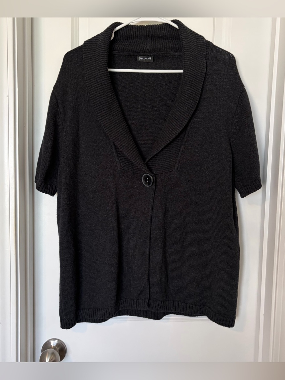 Gerry Weber Black Short‑Sleeve Shawl Collar Cardigan
US size 18